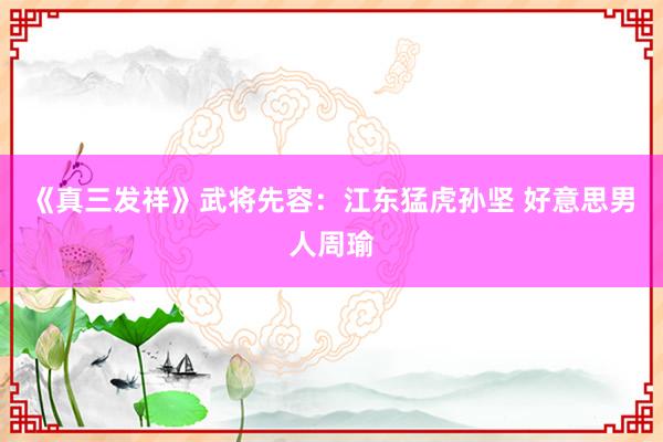 《真三发祥》武将先容：江东猛虎孙坚 好意思男人周瑜