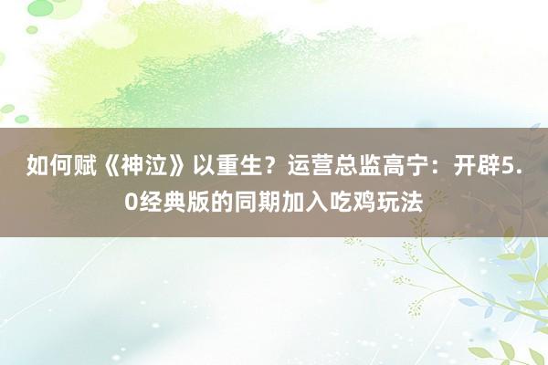 如何赋《神泣》以重生？运营总监高宁：开辟5.0经典版的同期加入吃鸡玩法