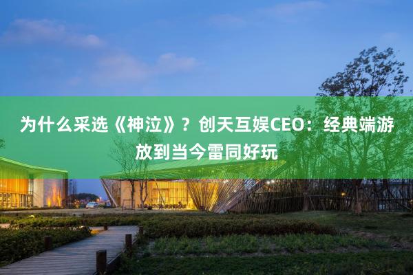 为什么采选《神泣》？创天互娱CEO：经典端游放到当今雷同好玩