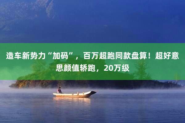造车新势力“加码”，百万超跑同款盘算！超好意思颜值轿跑，20万级