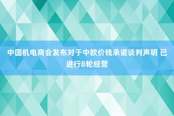 中国机电商会发布对于中欧价钱承诺谈判声明 已进行8轮经营
